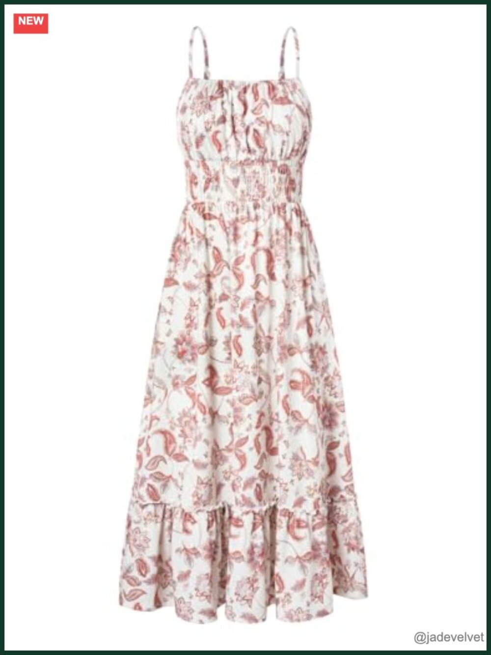 Smocked Floral Maxi Dress with Pockets, Boho Beach Sundress